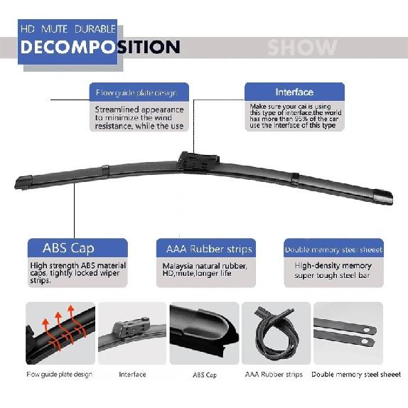Wiper Blades For Volkswagen VW Touareg 7L 2003 - 2010 Front Rear Windshield Brushes Windscreen Car Accessories Cover Spring 2008