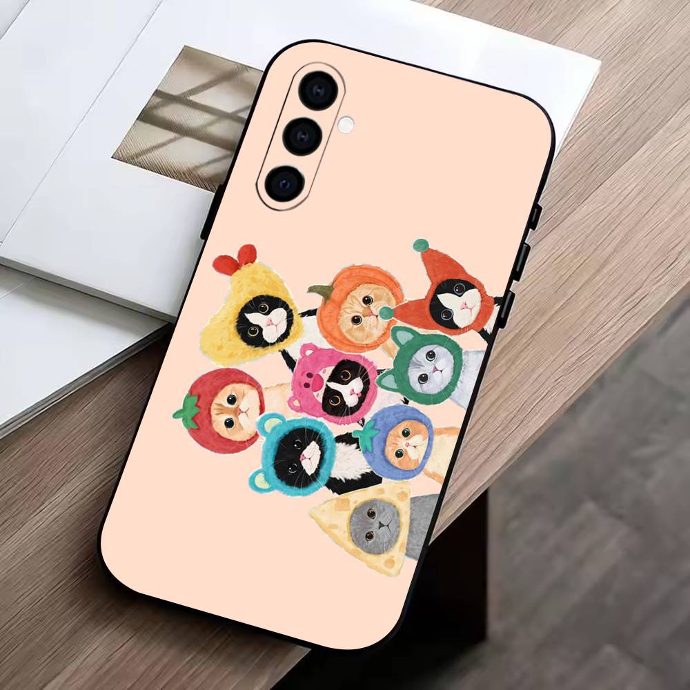

Soft Silicone Black Cover Cat Phone Case For Samsung Galaxy A73,A72,A71,A70,A53,A52,A51,Soft Silicone Black Cover Samsung a70