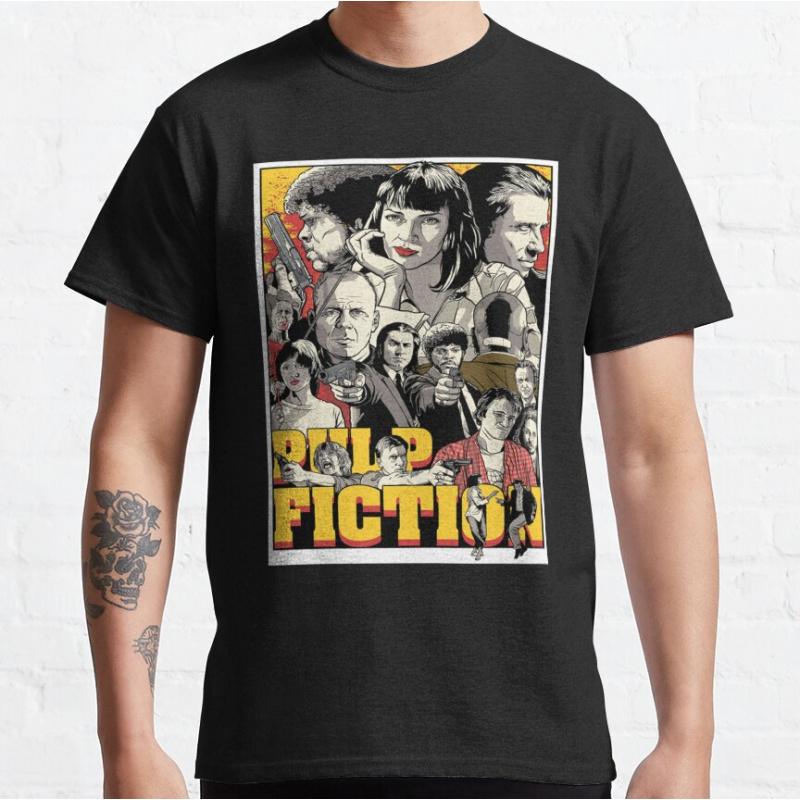 All Fiction Actors 80s vintage movie Pulp fiction Short-sleeve crewneck T-shirt for men large s