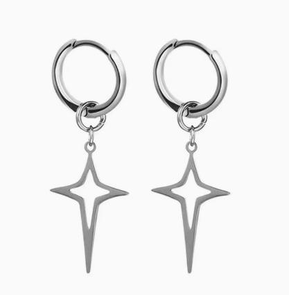 

Cross-border stainless steel coil earrings, steel color, requires ear piercing (2 pieces) One Size
