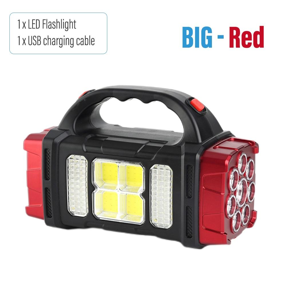 High Power Led Flashlights Camping Torch Work Light Solar Charge 4 Gear USB Rechargeable Light Waterproof Light for Outdoor