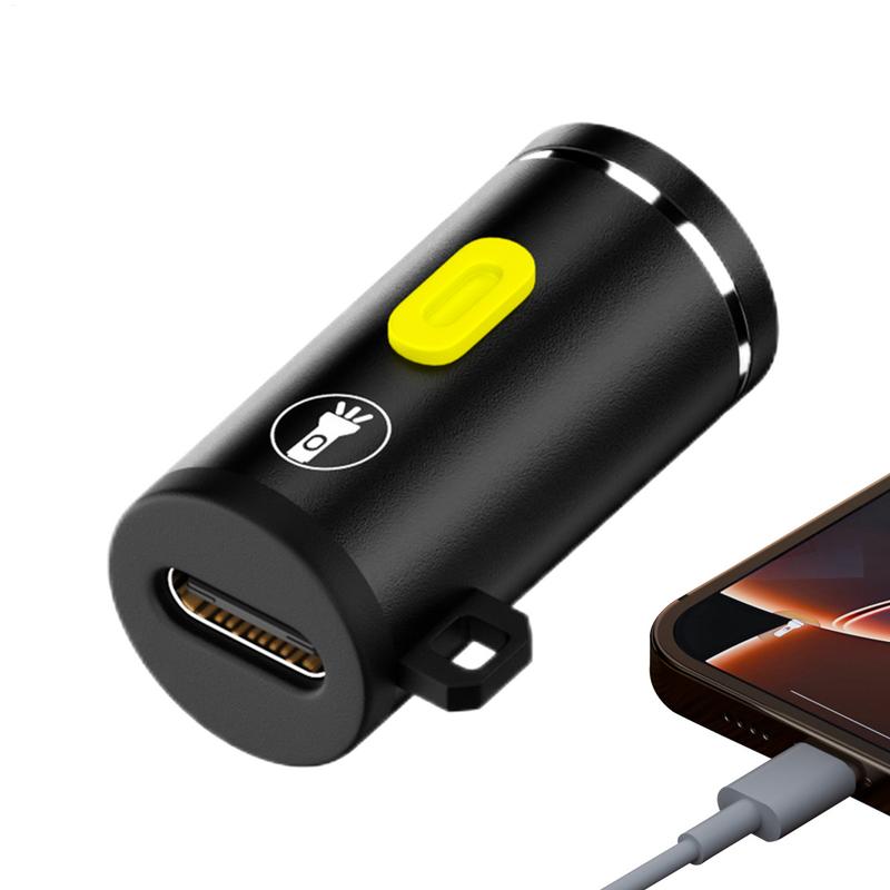 Type-C LED Handheld Strong Light Pocket Keychain Flashlight Mini Flashlight Small Torch Light Outdoor Hiking Camping Accessories