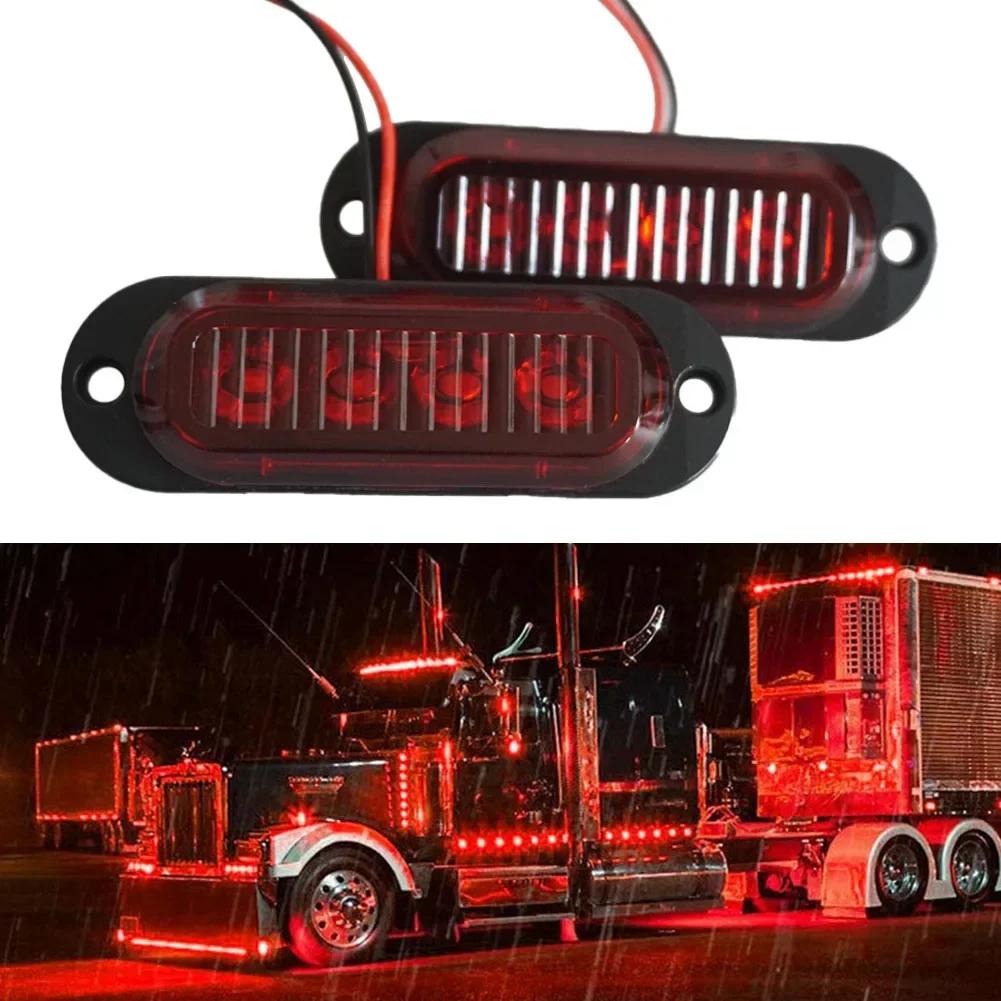 2x LED Side Marker Lights Red Clearance Trailers Truck RV LED Light Lamp Auto Safety Warning Width Indicator Lamp 12/24V