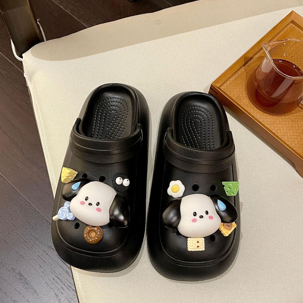 Summer new cute cartoon puppy hole shoes platform bag head slippers women's summer 2025 outer hole shoes