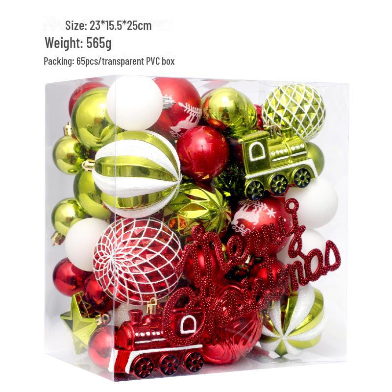 65-Piece Painted Christmas Ball Ornament Set for Tree Decorations