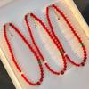 High-Quality Pigeon Blood Red & Green Carnelian Sweater Chain Necklace