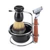 Manual Shaving Set, 4Pcs Shaving Kit   Stainess Steel Stand Set, Bowl Mens Holder Brush Bowl Set Brush and Men S     Bathroom