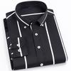 Men‘s Stylish Stretchy Striped Button-Down Shirt - Comfortable Long Sleeve Business & Casual Top - Color Block Design, Spring Summer