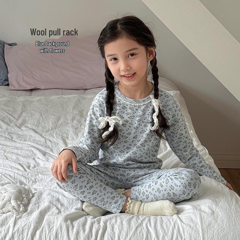 Tagless Kids' Long Johns & Tops Autumn Pajama Set, Class A Cotton, Brushed, for Boys & Girls, Home Wear, Spring/Fall Long Sleeve.
