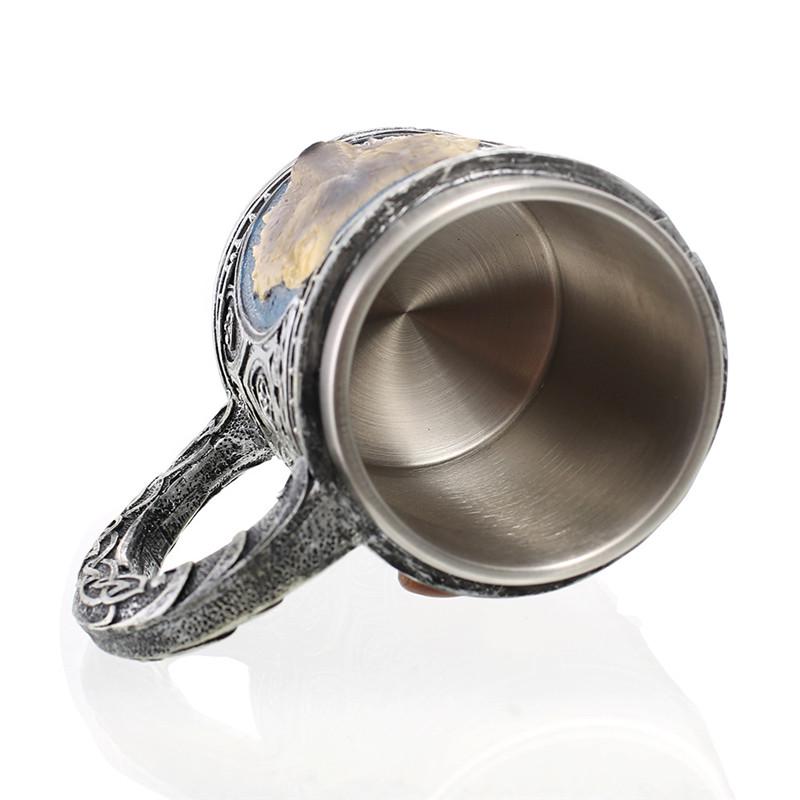 Classic 150ml 18/8 Stainless Steel Coffee&Tea Cup 3D Modeling Goblet Beer Mug 450ml Resin Carving Wolf Totem Red Wine Cups