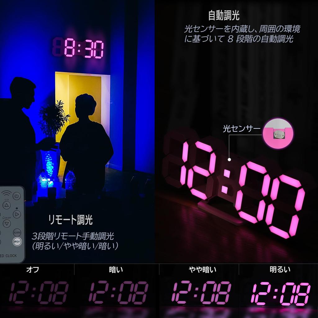 KOSUMOSU ACD-215P LED Wall Clock Pink