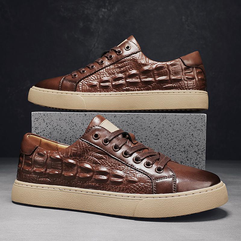 

Мужская кожаная обувь, деловая повседневная обувь, мужская дышащая и легкая, мужская обувь с кожаным лицом в британском стиле 44 коричневый