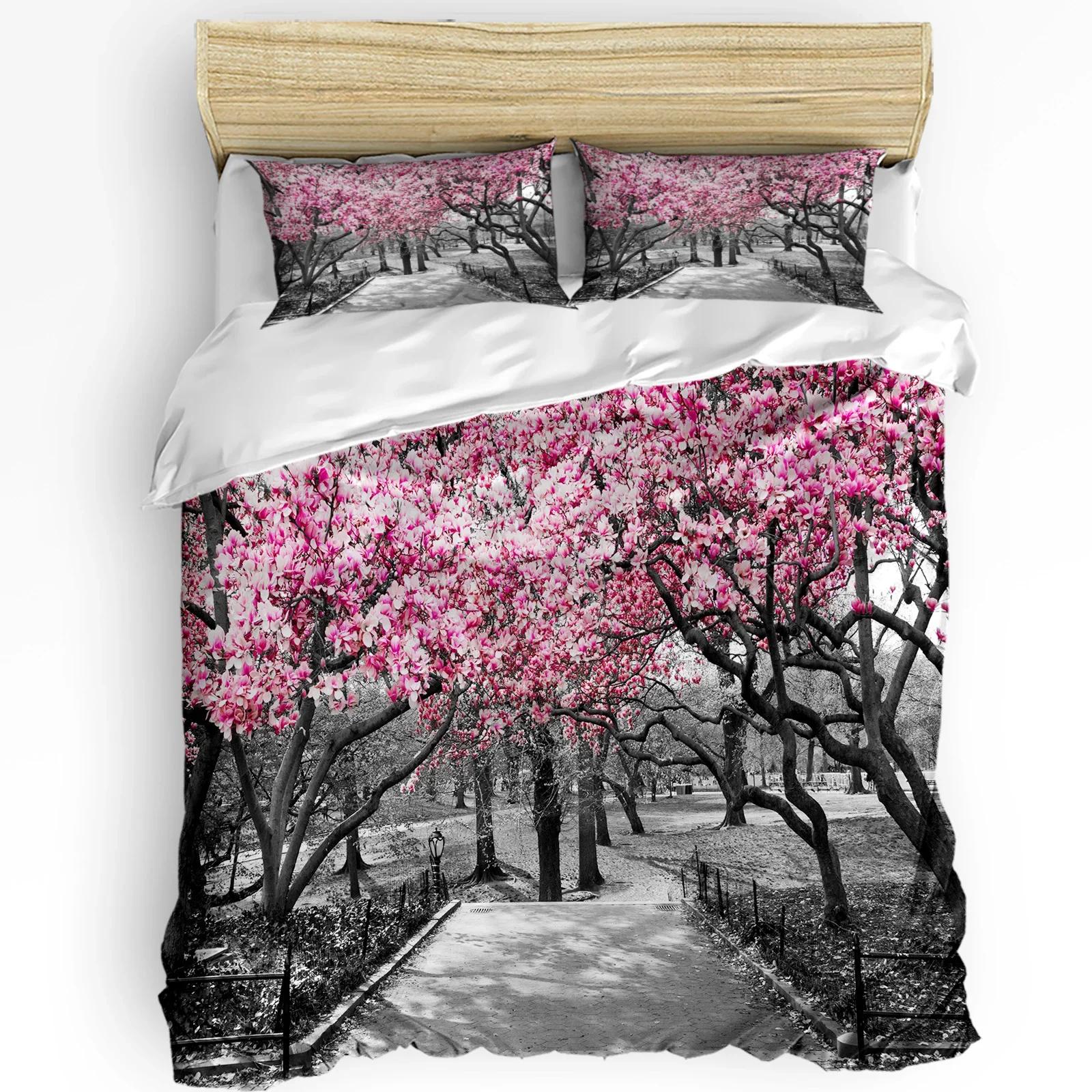 

Peach Blossom Petals Leaves Flower Bedding Set 3pcs Duvet Cover Pillowcase Kids Adult Quilt Cover Double Bed Set Home Textile EU single(135x200cm)