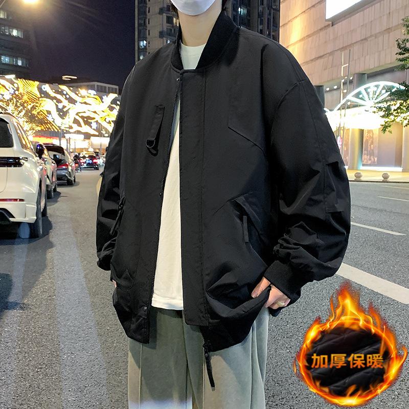 Мужская куртка Весна и Осень Американский Тулинг Повседневная Куртка Толстяк Свободная и Утепленная Большого Размера Мужская Одежда Хулиган Красивый Бейсбольный Мундир