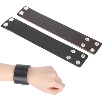 2 Stück Punk Armband Retro Handgefertigt Vollnarbenleder Verstellbare Armbänder Schwarz Braun