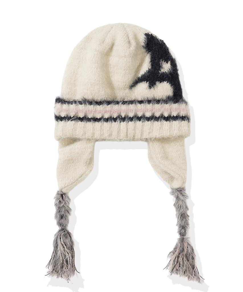 NOT4NERD Chasm Symbol Fuzzy Beanie - Beige
