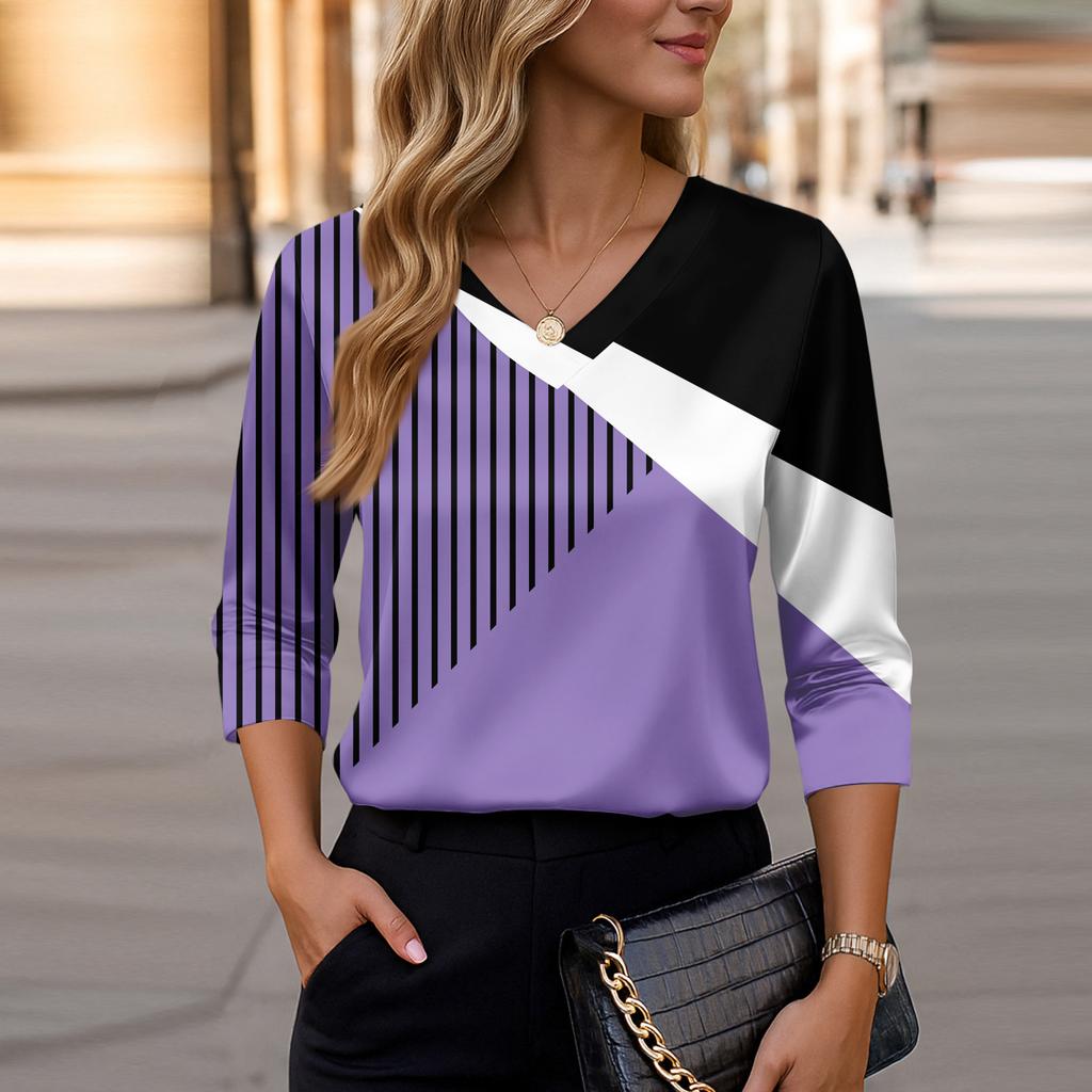 Kadınlar İçin Şık 3/4 Uzun Kollu Gömlekler İş Günlük Kıyafet Üstleri