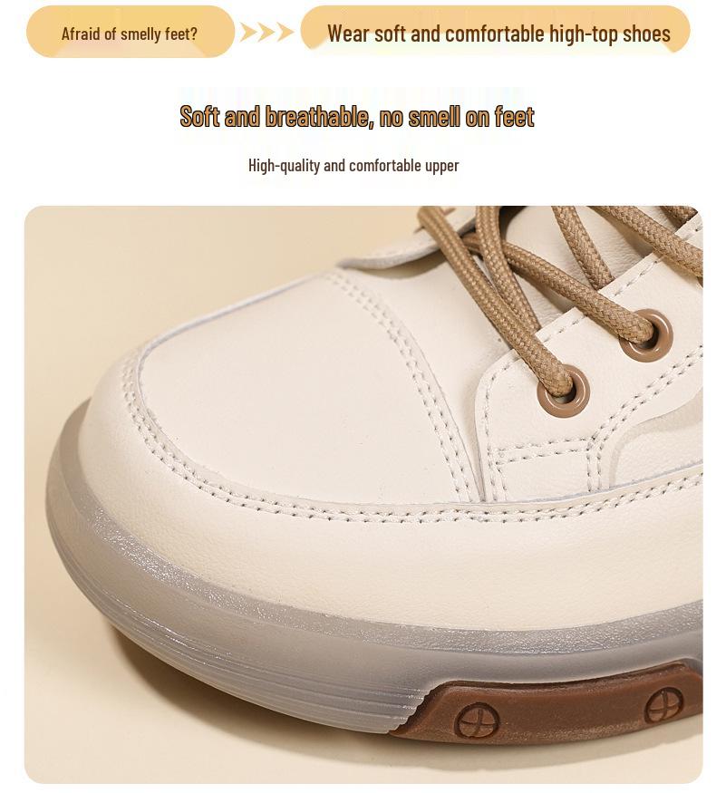 Botas de Cano Alto Femininas Plus Size em Couro Genuíno, Sola Macia, Estilo Martin Casual para Outono/Inverno 2025, Tamanho 41