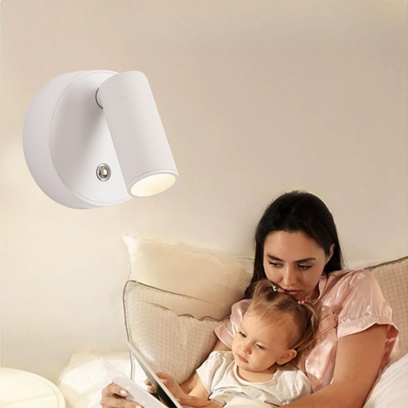 LED Magnetic Rechargeable Wall Spotlight Wireless No Punch Touch Switch Dimmable Reading Light Bedroom Bedside Cabinet Lighting