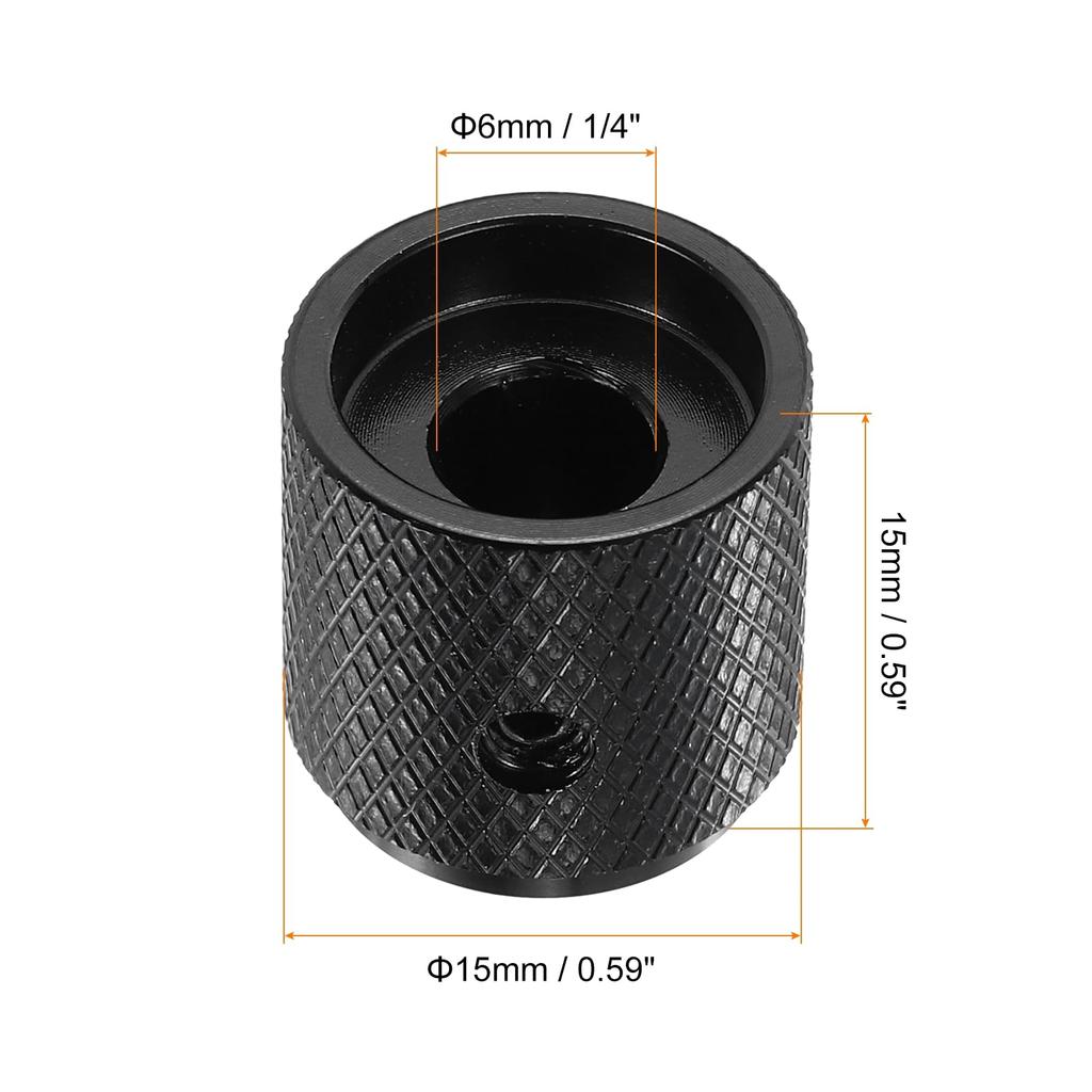 Uxcell Aluminum Potentiometer ID X OD X Universal Volume Tone Control Knob for Guitar and Bass with Arrow Black 2-Piece Knob, 1/4" (6mm) 5/8" (15mm)