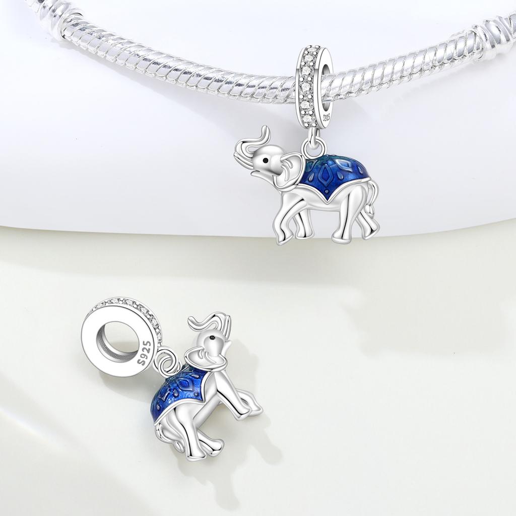 Copper Blue Elephant Animal Beads Original Pendants Bracelet Charm Jewelry Party Diy Trendy Gifts