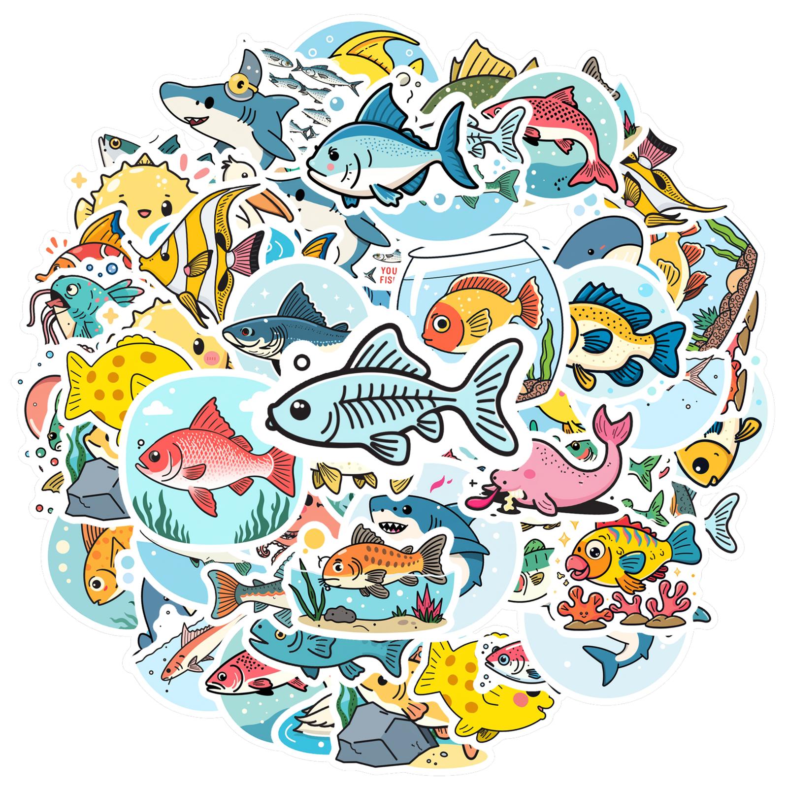 

35-100pcs Submarine Fish Cartoon Graffiti Stickers Diy Waterproof For Guitar Laptop Notebook Suitcase Cup Gifts