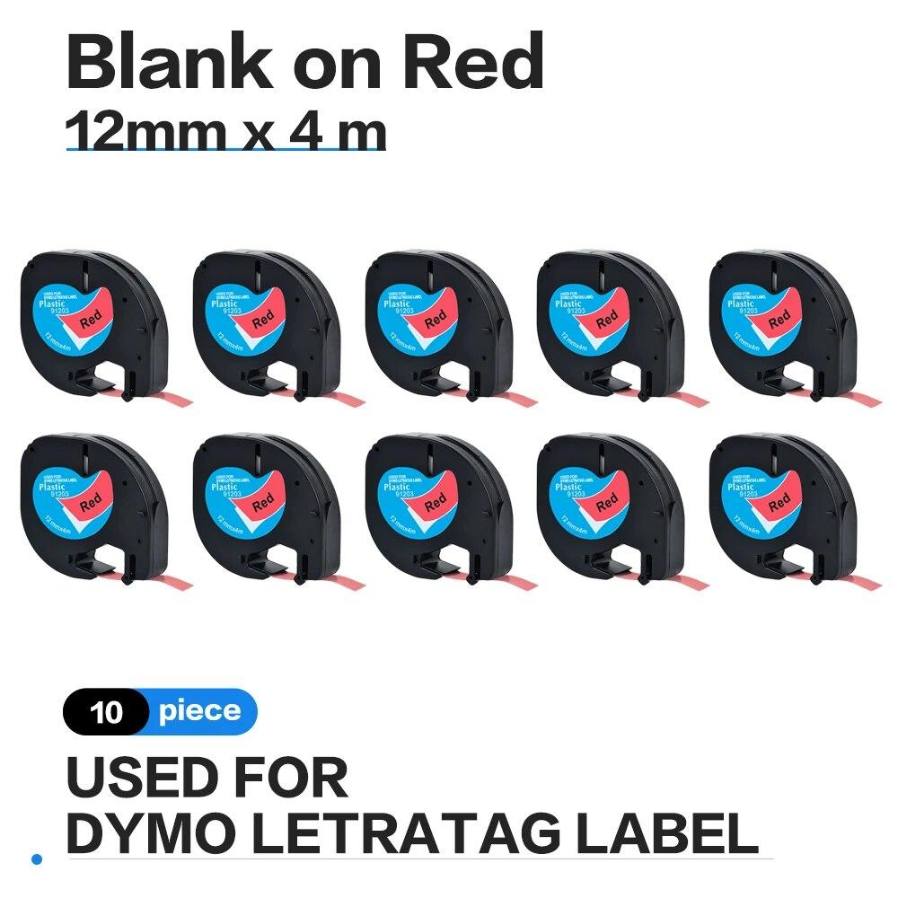 

10 ШТ. 12 мм LetraTag LT91203 LT 91203 Маркувальна стрічка Letra Tag Plastic 91203 для принтера Dymo letra tag LT-100H, LT-110T, QX 50 12mm