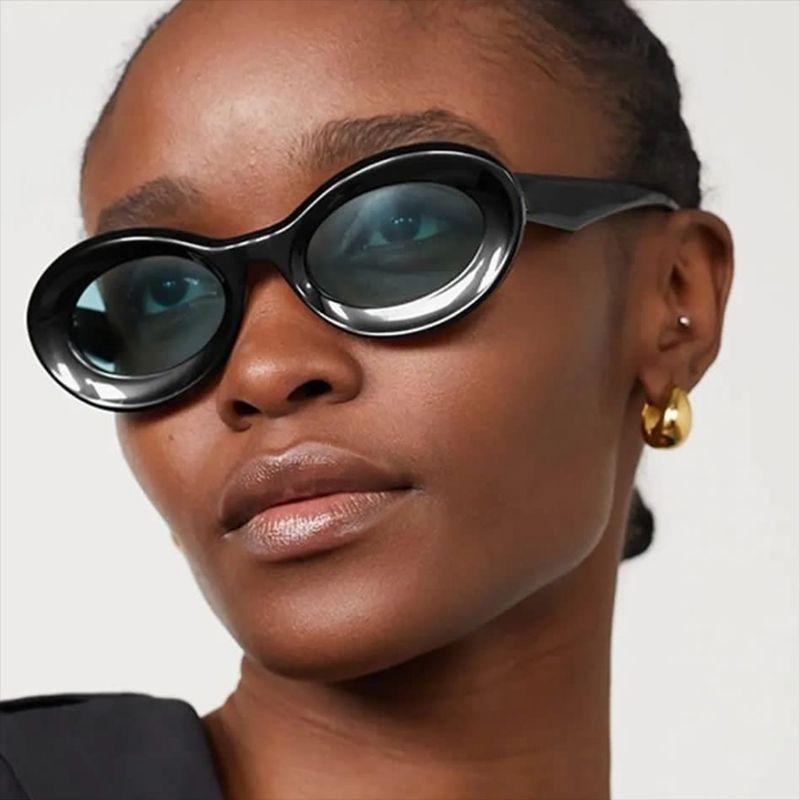 Y2K Vintage Small Oval Sunglasses Women Luxury Brand Designer Black Female Sun Glasses Shades Classic Eyeglasses