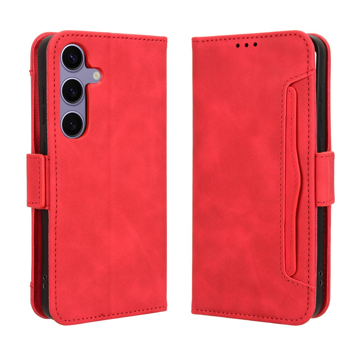 

For Samsung Galaxy S25 FE Leather Case Phone Wallet Cover with Multiple Card Slots Red