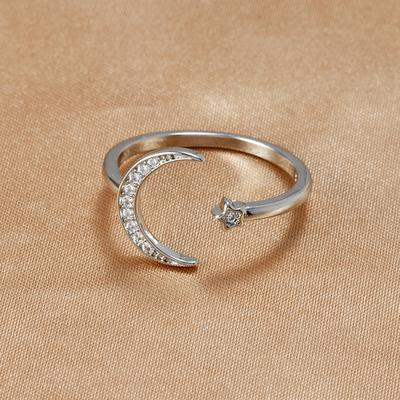 New Stainless Steel Star Moon Adjustable Rings For Women Wedding Finger Trendy Jewelry Adjustable Antique Rings Anillos