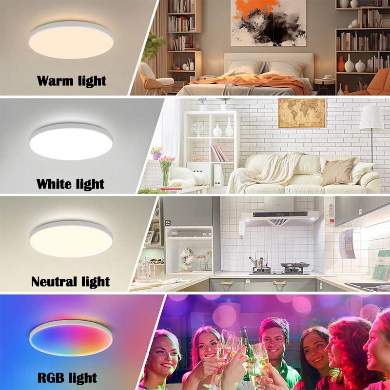 30W 40W 50W Remote Control LED Ceiling Lamp Living Room Kitchen Bedroom Modern Tri-color Lamps Dimmable Ceiling Light