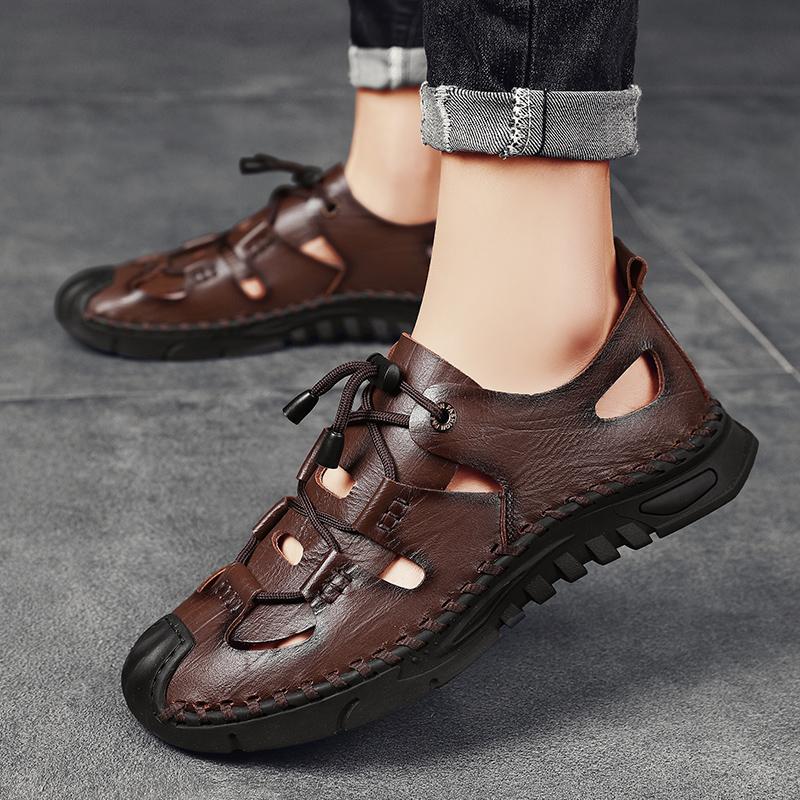 Fashion 2025 Summer Hot Selling Men's Leather Casual Shoes High-quality Handmade Sole Sandals Outdoor Beach Camping Shoes for Men’s