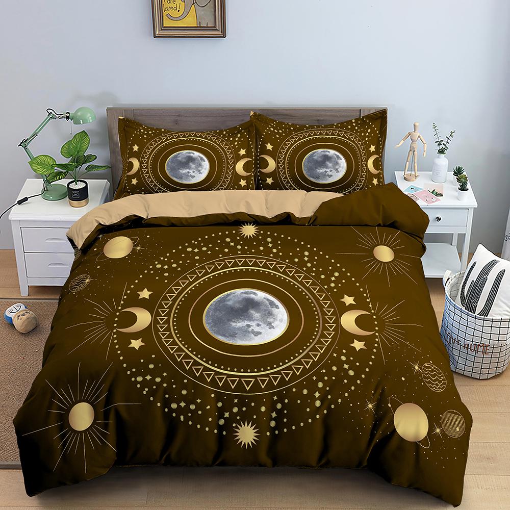 Divination Pattern Style Bedspread Cover Kit Single Size Queen Size King Size Size Quilt Cover Cozy Microfiber Fabric Sun And Moon Pattern Style
