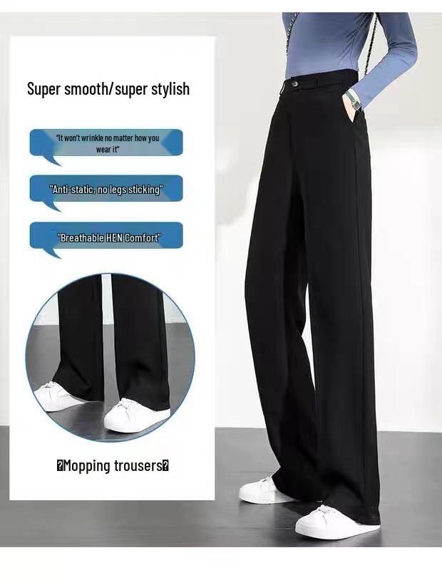 

Женские черные брюки с высокой посадкой и широкими штанинами - Летние прилегающие повседневные профессиональные брюки Medium чёрный