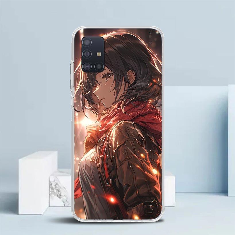 A-Attack on T-Titan Annie Mikasa Soft Cover for Samsung Galaxy A12 A22 A32 A52 A72 A02S Phone Case Note 20 Ultra 10 S10 Plus A51