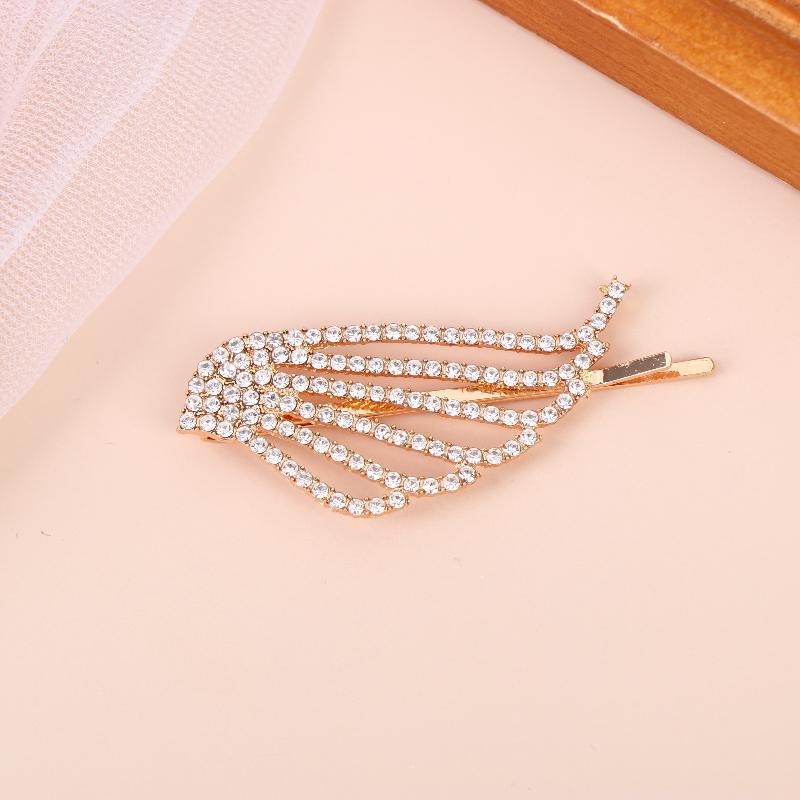1/2Pcs Fashionable Shiny Angel Wings Hairpins Rhinestone Metal Hair Clips Women'S Hair Ornaments