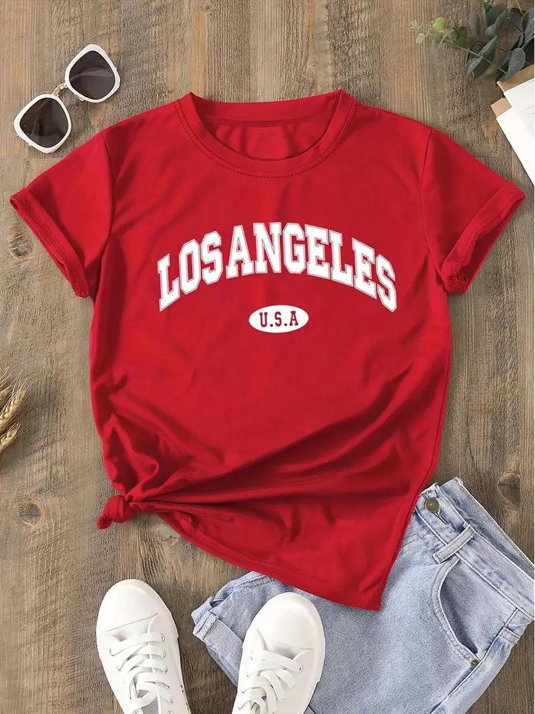 Women's Short-Sleeved Christmas Crew Neck Top - European & American Style