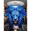3D Plus Size Men's Lion Print T-shirt Summer Short Sleeve Crew Neck Tees Shirts For Men New In Animal Lion Graphic Tshirts Tops