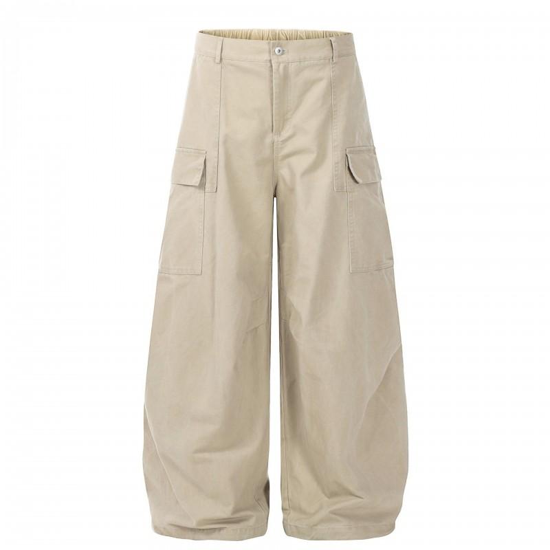 Unisex Loose Fit Cargo Pants Wide Leg Straight Cut Cotton Trousers Daily Wear