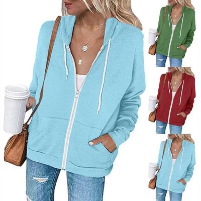 Leichte Kapuzenpullover mit Reißverschluss für Damen, Kapuzenpullover, langärmelige, dünne Jacke mit Reißverschluss-Cardigan
