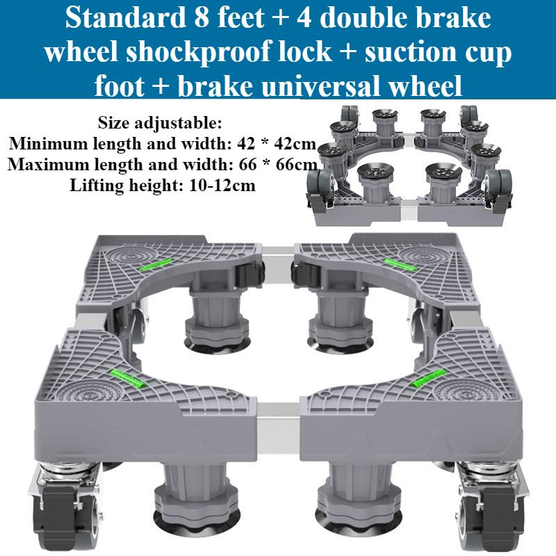 

Мобильная база с 4 сдвоенными колесами с фиксаторами и 4/8 прочными ножками 44-66 см Мебельная тележка Регулируемая подставка для холодильника стиральной машины 8-leg + 4 dual wheels