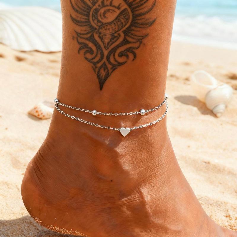 

Trendy Double-Layer Heart Anklet: Stylish Beach Jewelry for Women