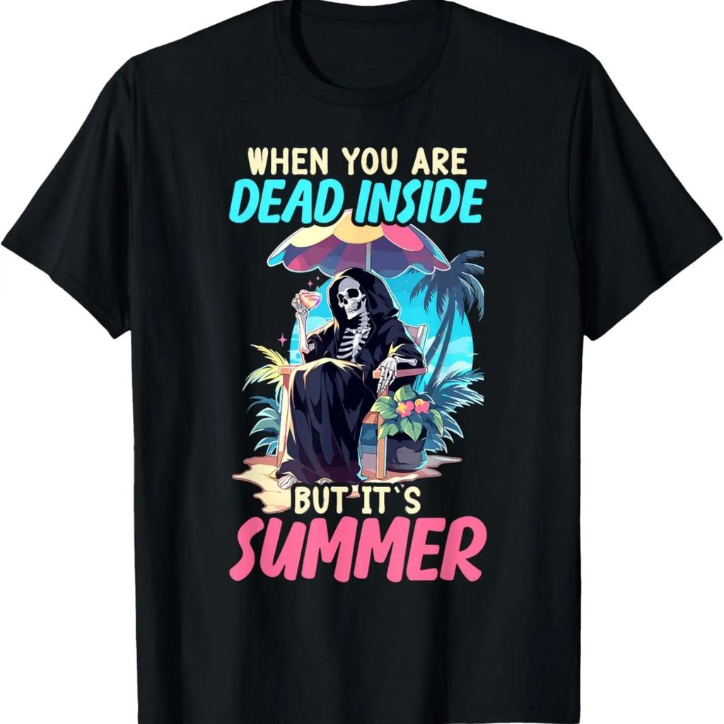 Dead Inside Sarcastic Gothic Skeleton Halloween T-Shirt