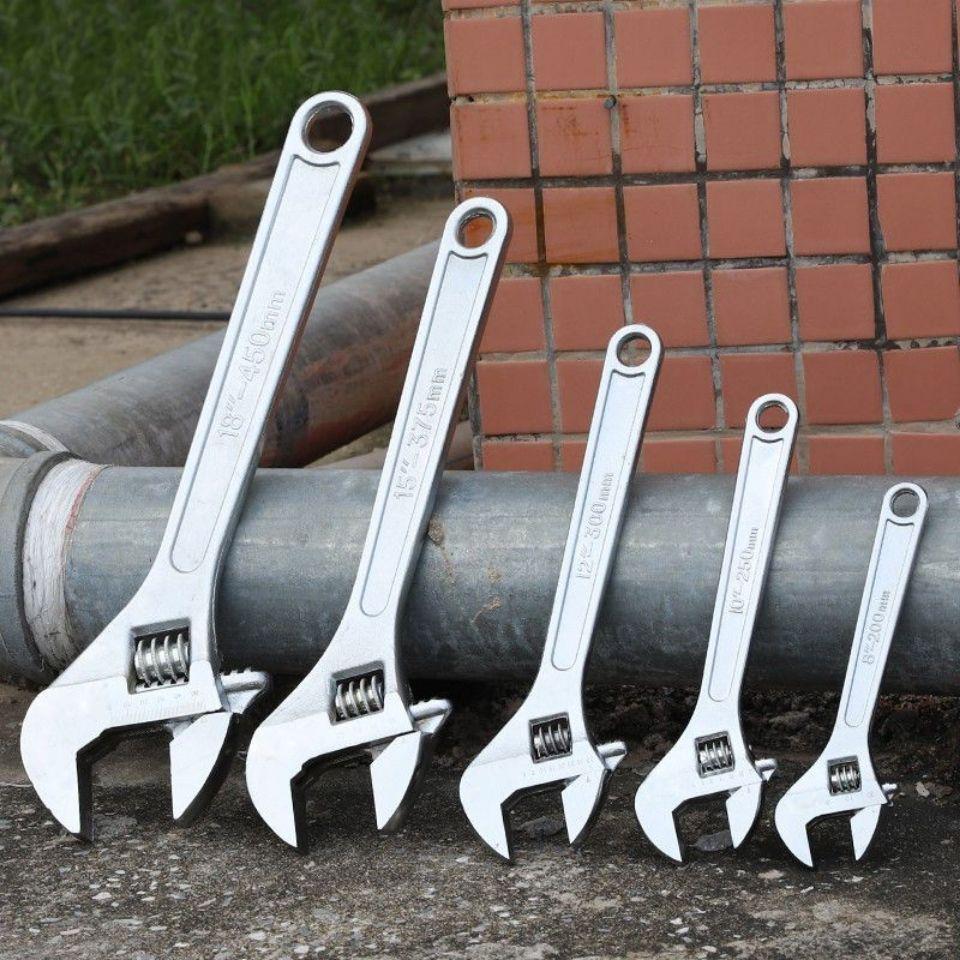 Black Nickel Adjustable Wrench - 8", 10", 12" with Large Opening & Smooth Handle