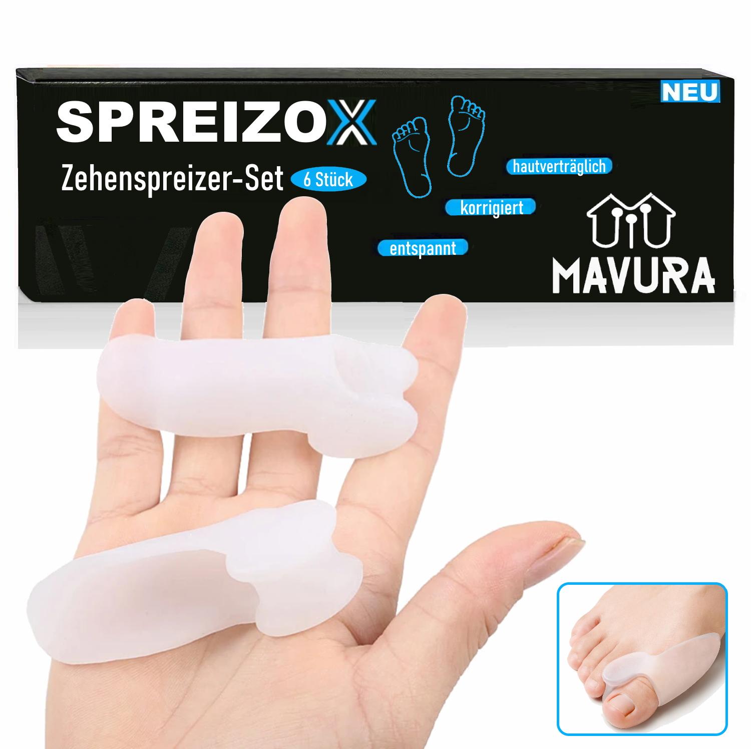 

SPREIZOX Zehenspreizer Hallux Valgus Korrektur BPA-Frei Transparent [6 Stück]