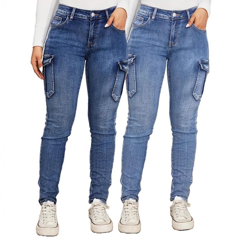 Womens High Stretch Low Rise Slim Fit Denim Jeans With Ruched Side Pockets Streetwear Trendy Cropped Flare Style