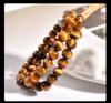 Natural Tiger Eye & Black Agate Stone Bracelet for Men, Women, and Girls - Round Beads Friendship Gift