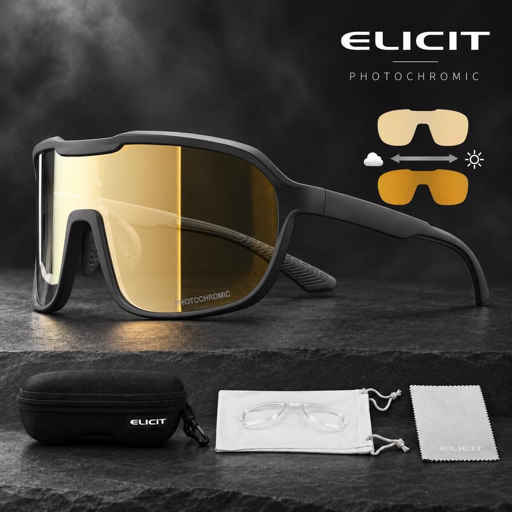 ELICIT New Men's UV400 Photochromic Cycling Sunglasses Women Sports Running Eyewear for Men Glasses Road Bike Bicycle Goggles 7