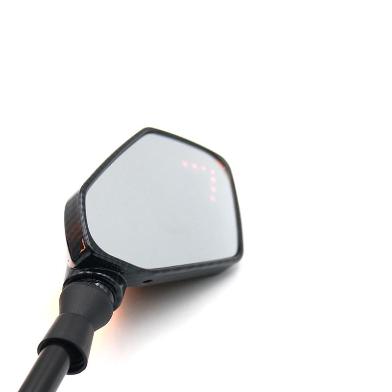 Universal Motorcycle Rearview Mirror with LED Turn Signal for Street Bikes, Cruisers, and Scooters