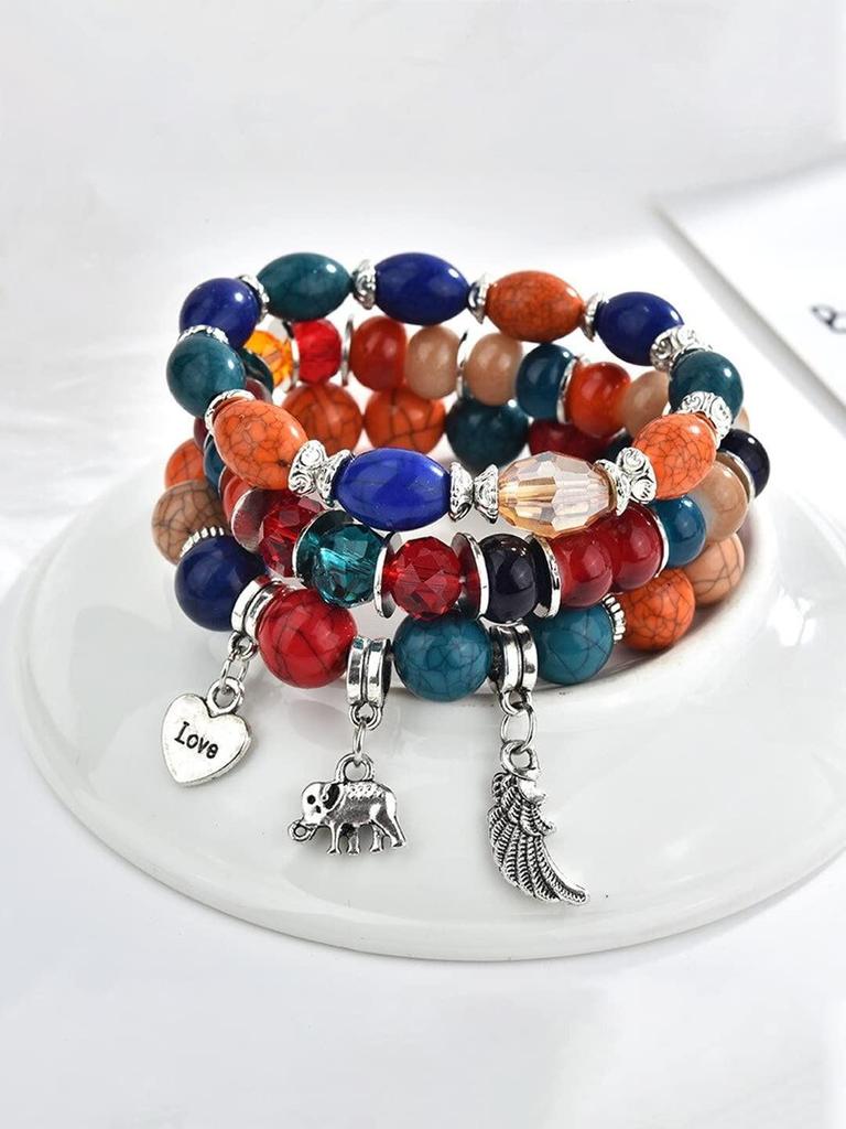 Bracelets for Women and Girls Beads Bracelets for Women | Bohemian Style Stretchable Love Charm Beads Bracelet